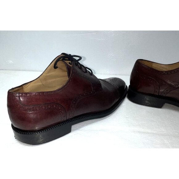 Johnston & Murphys Mens Cap-Toe Oxford Dress Shoes Sz 8.5 Burgundy Leather Italy - Picture 7 of 15